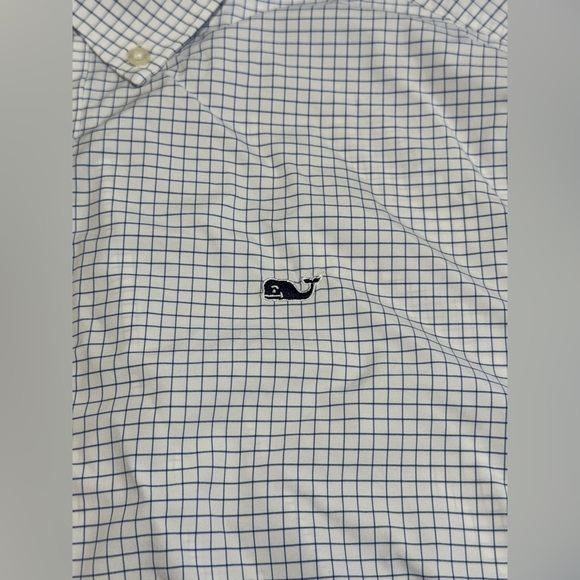 Vineyard Vines PERFORMANCE CLASSIC FIT WHALE SHIRT Size Large White/Blue Plaid - Picture 3 of 7